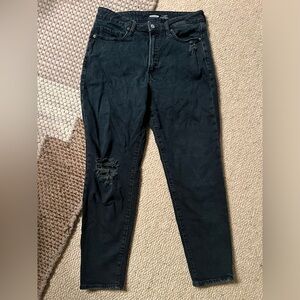 Black Distressed High-Waisted Jeans